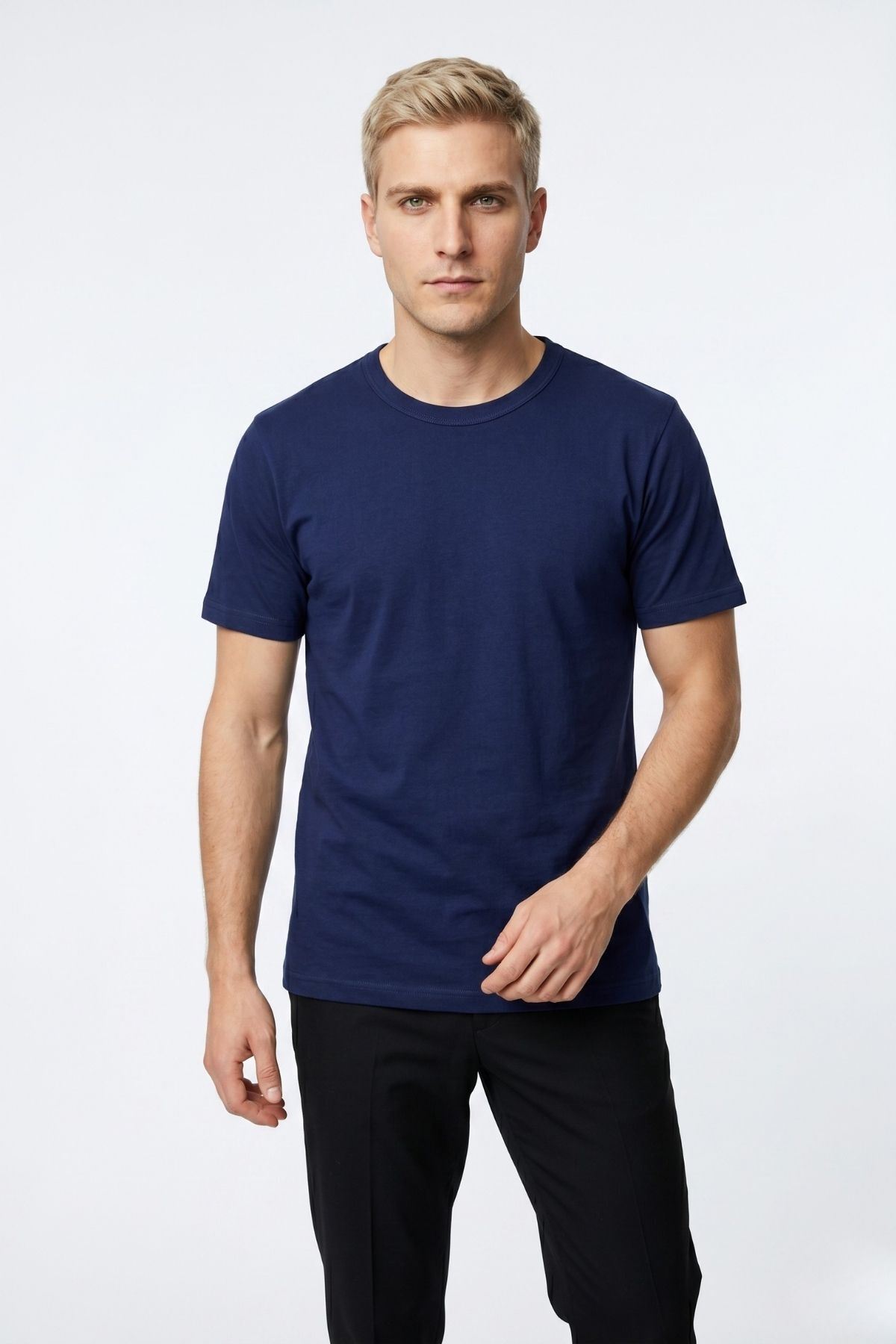 Avantajlı 2'li Paket Erkek Bisiklet Yaka Kısa Kollu Basic Tişört Günlük Spor T-Shirt Seti