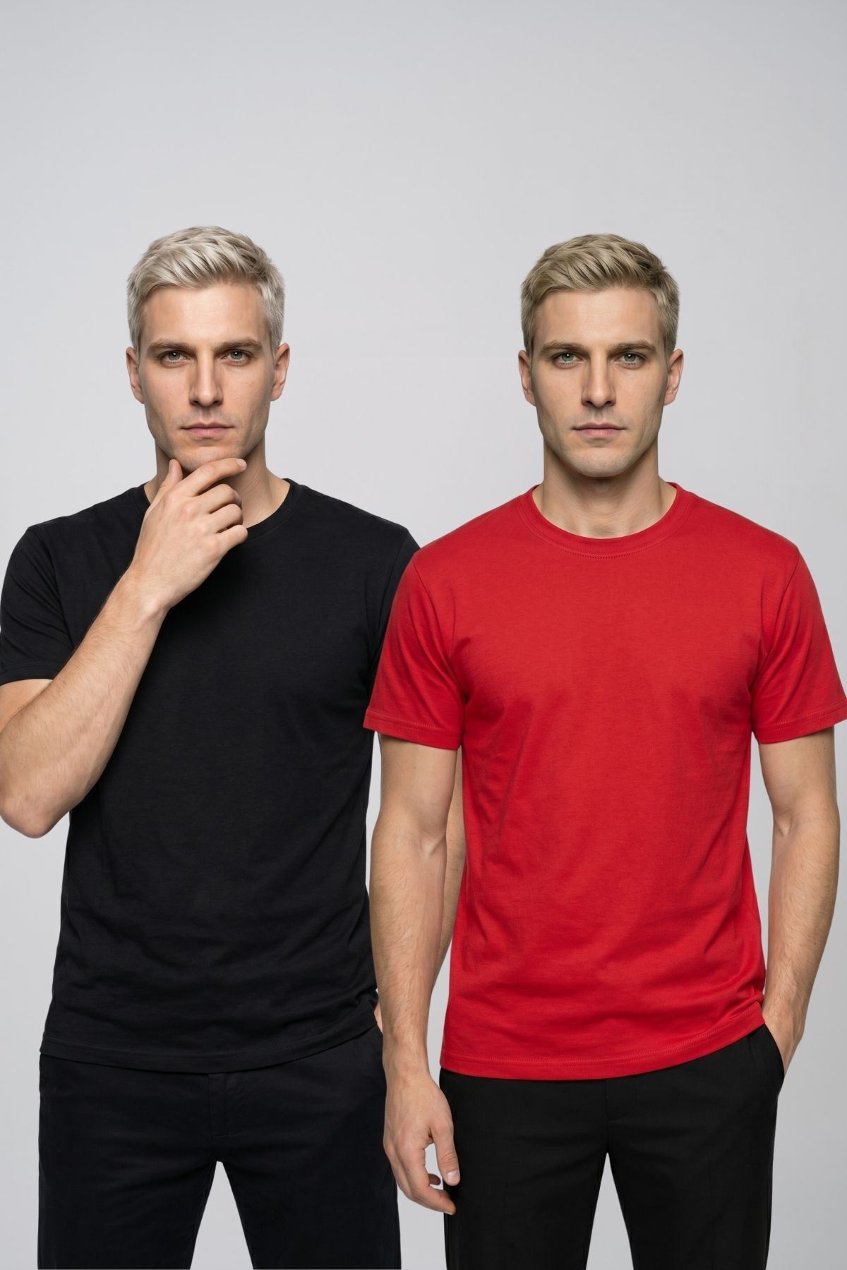 Avantajlı 2'li Paket Bisiklet Yaka Kısa Kollu Basic Tişört Günlük Spor T-Shirt Seti