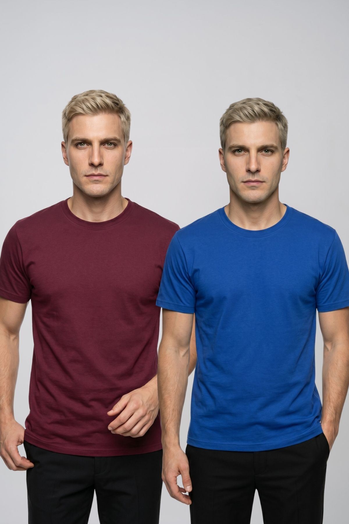 Avantajlı 2'li Paket Erkek Bisiklet Yaka Kısa Kollu Basic Tişört Günlük Spor T-Shirt Seti