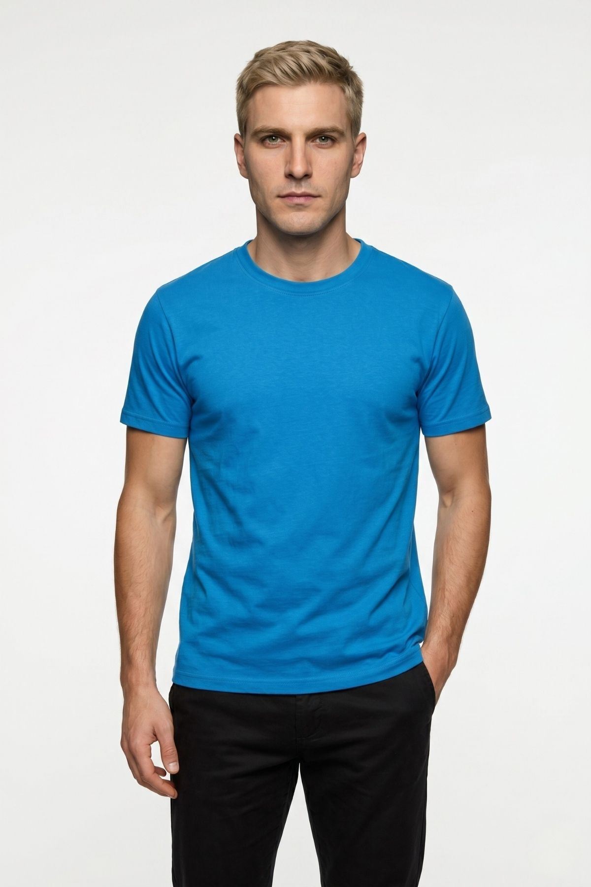 Avantajlı 2'li Paket Erkek Bisiklet Yaka Kısa Kollu Basic Tişört Günlük Spor T-Shirt Seti
