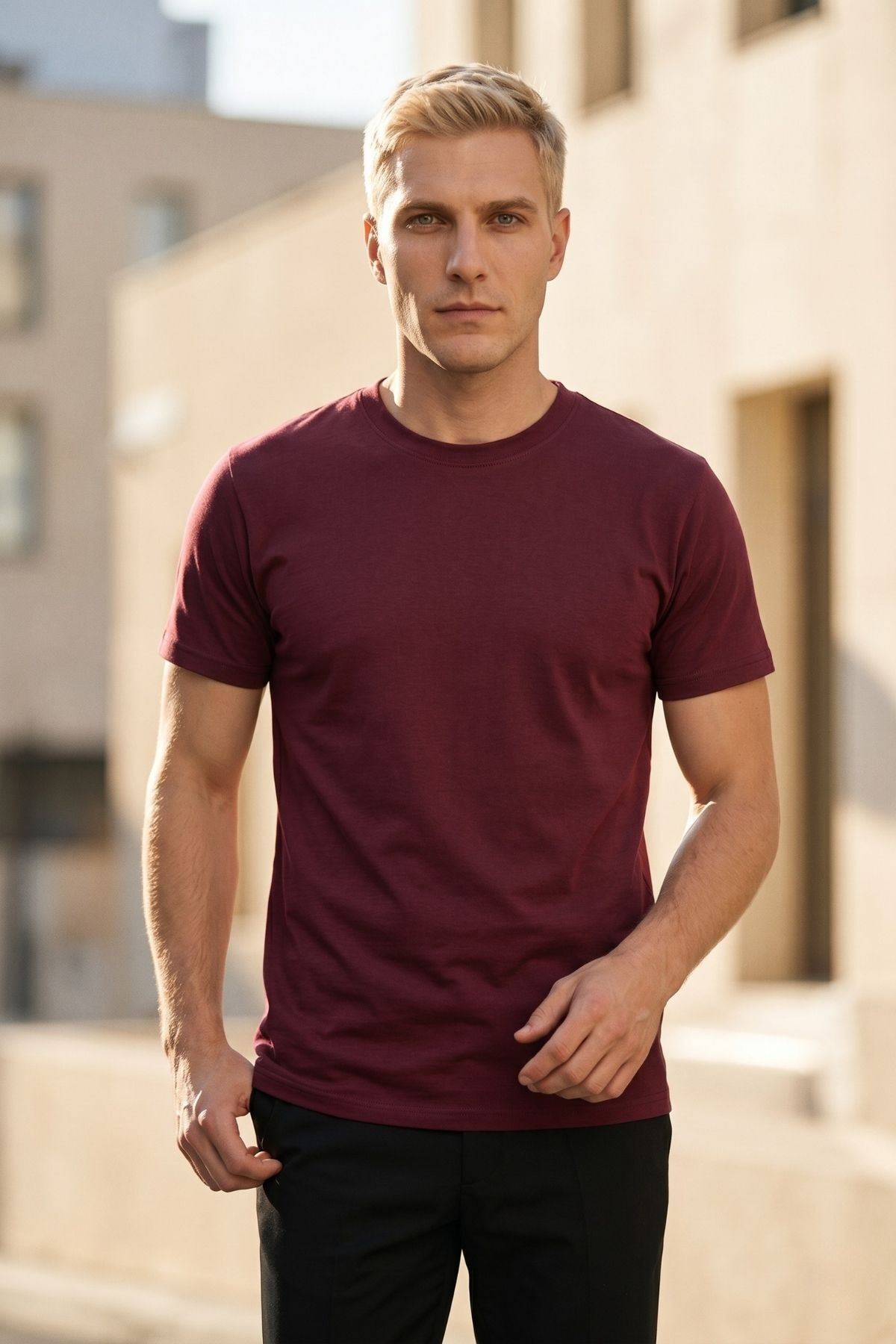 Avantajlı 2'li Paket Erkek Bisiklet Yaka Kısa Kollu Basic Tişört Günlük Spor T-Shirt Seti