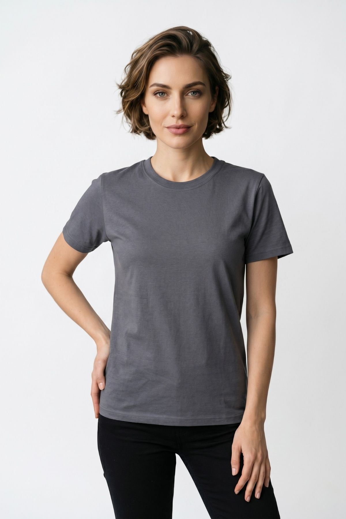 Kadın 2'li Paket Basic Bisiklet Yaka Kısa Kollu Tişört - Günlük Rahat Kesim T-Shirt