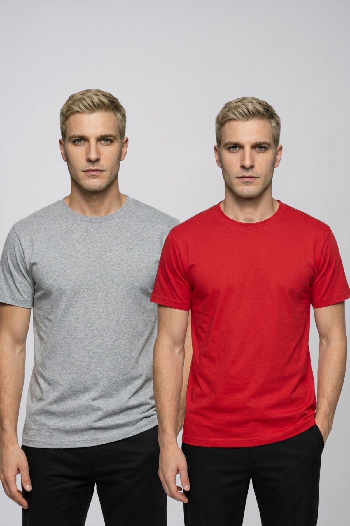 Avantajlı 2'li Paket Erkek Bisiklet Yaka Kısa Kollu Basic Tişört Günlük Spor T-Shirt Seti