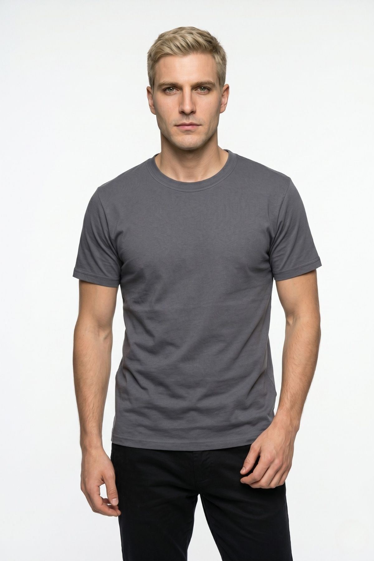 Avantajlı 2'li Paket Erkek Bisiklet Yaka Kısa Kollu Basic Tişört Günlük Spor T-Shirt Seti