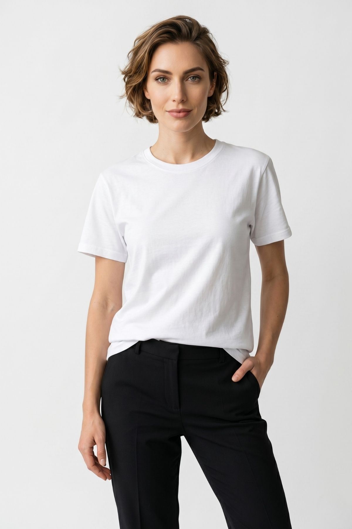 Kadın 2'li Paket Basic Bisiklet Yaka Kısa Kollu Tişört - Günlük Rahat Kesim T-Shirt