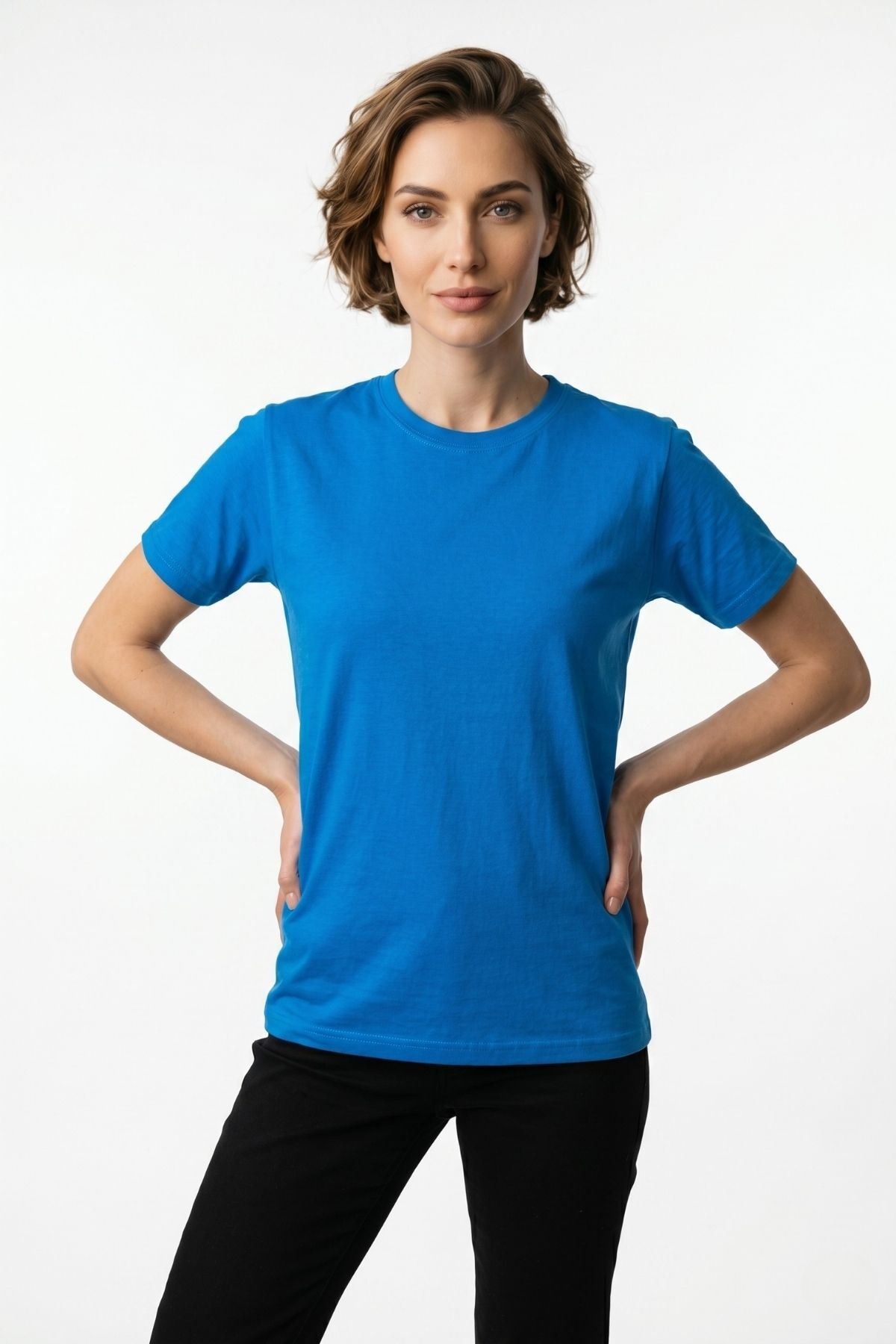 Kadın 2'li Paket Basic Bisiklet Yaka Kısa Kollu Tişört - Günlük Rahat Kesim T-Shirt
