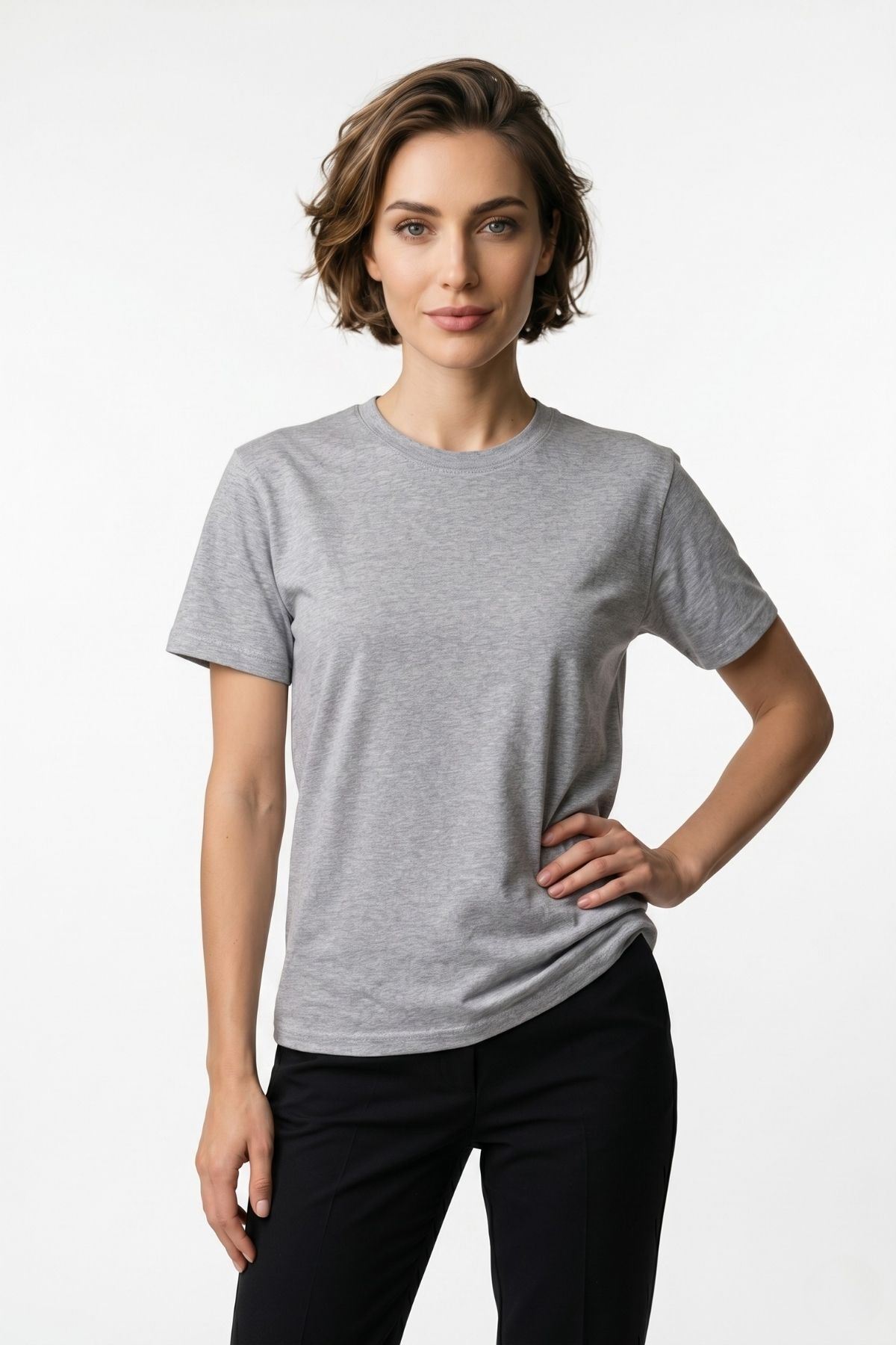 Kadın 2'li Paket Basic Bisiklet Yaka Kısa Kollu Tişört - Günlük Rahat Kesim T-Shirt