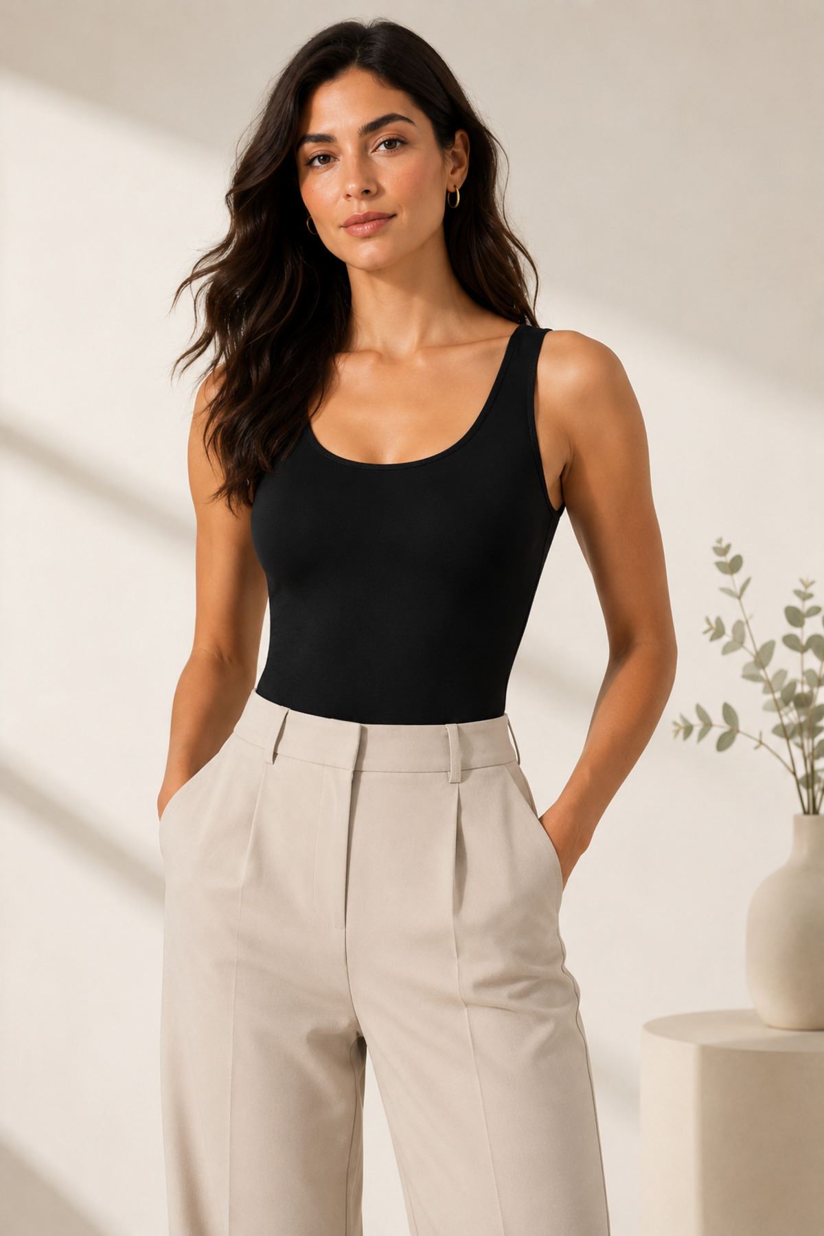 Kadın %95 Pamuklu Kalın Askılı U Yaka Çıtçıtlı Atlet Zıbın Günlük Rahat Esnek Bodysuit