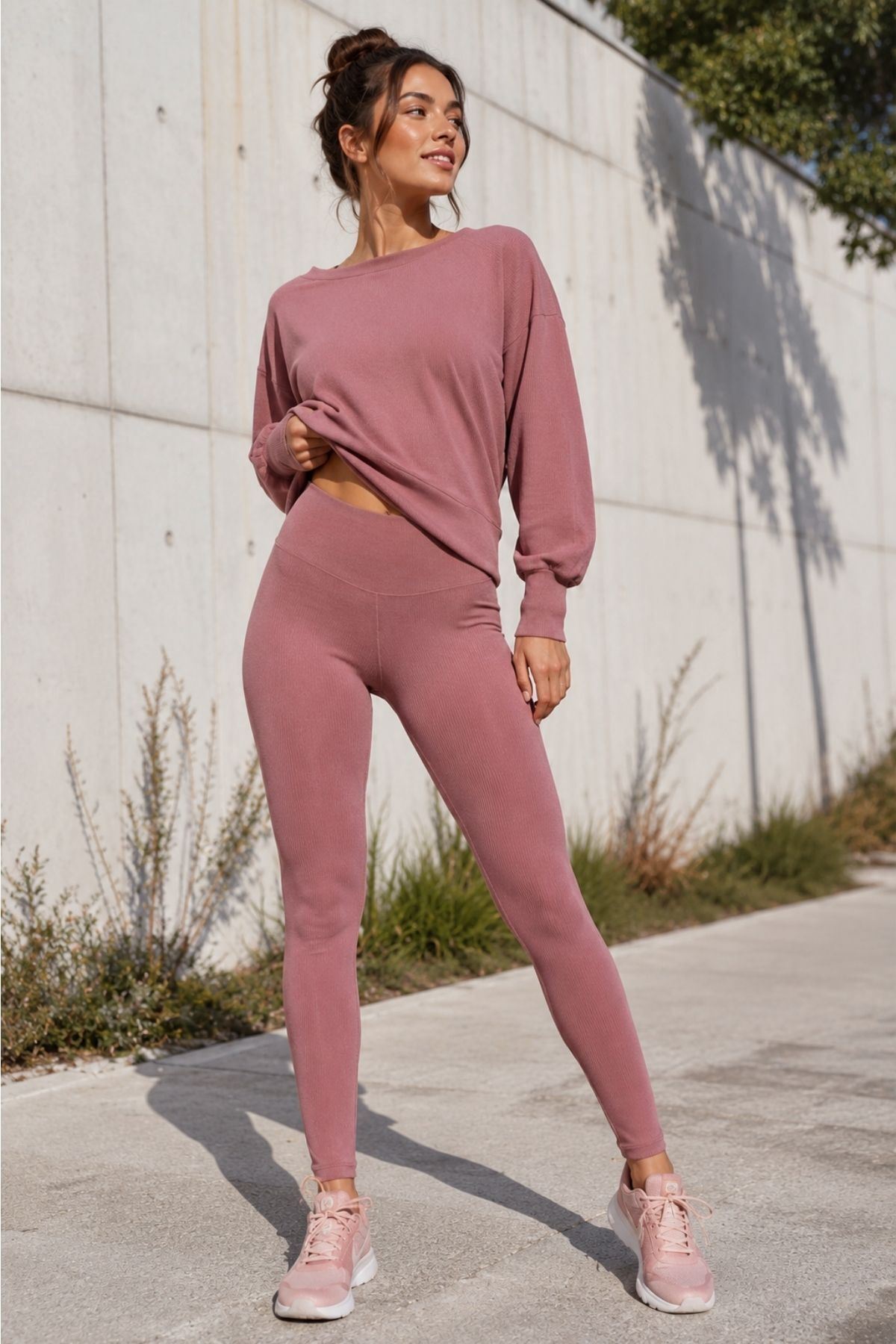 2'li Paket Kadın Yüksek Bel Toparlayıcı Fitilli Dalgıç Kaşkorse Kumaş Esnek Rahat Günlük ve Spor Yoga Pilates İç Göstermez Bilek Boy Uzun Tayt Seti