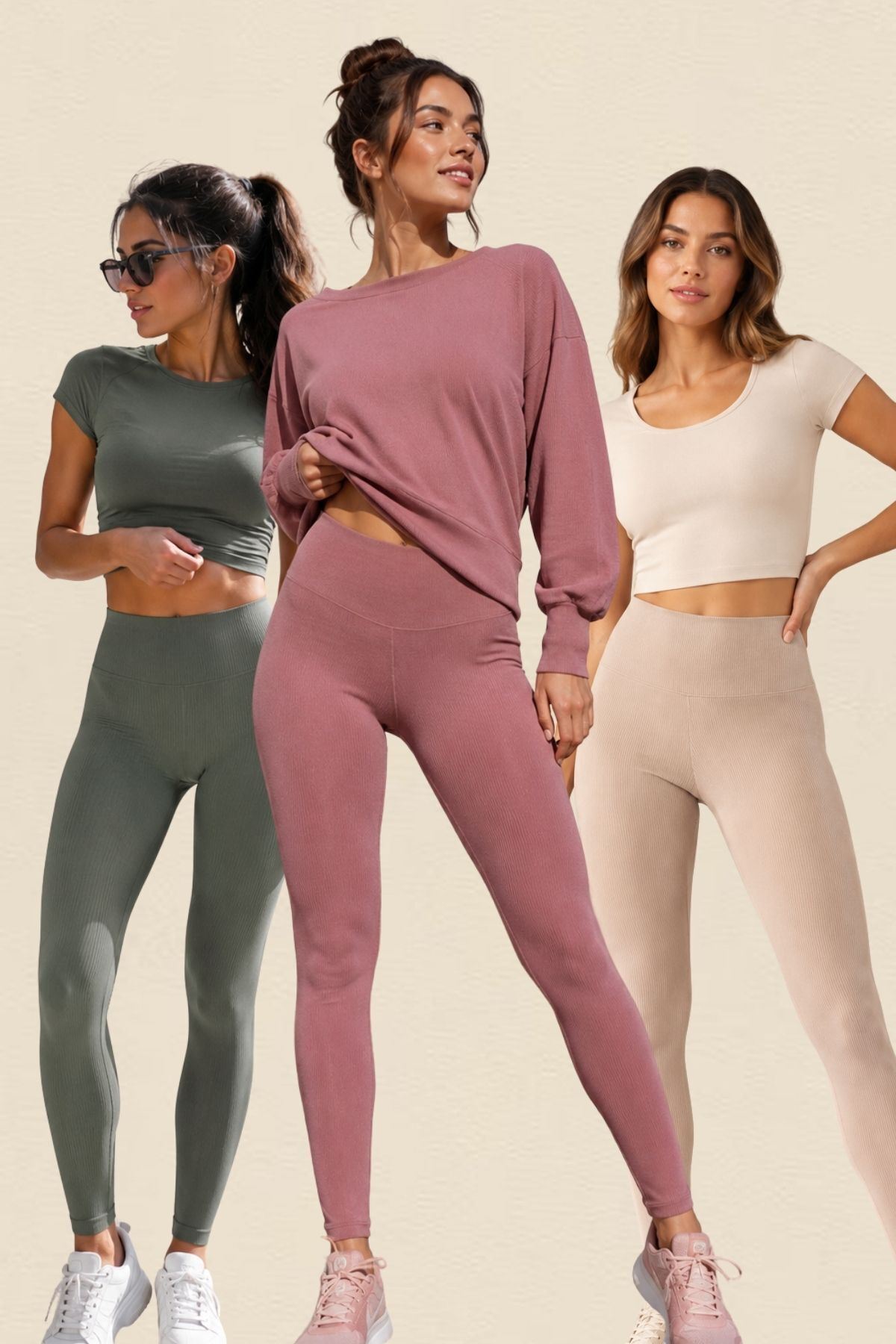 3'lü Avantajlı Paket Kadın Yüksek Bel Toparlayıcı Fitilli Dalgıç Kaşkorse Kumaş Esnek Rahat Günlük ve Spor Yoga Pilates İç Göstermez Bilek Boy Uzun Tayt Seti