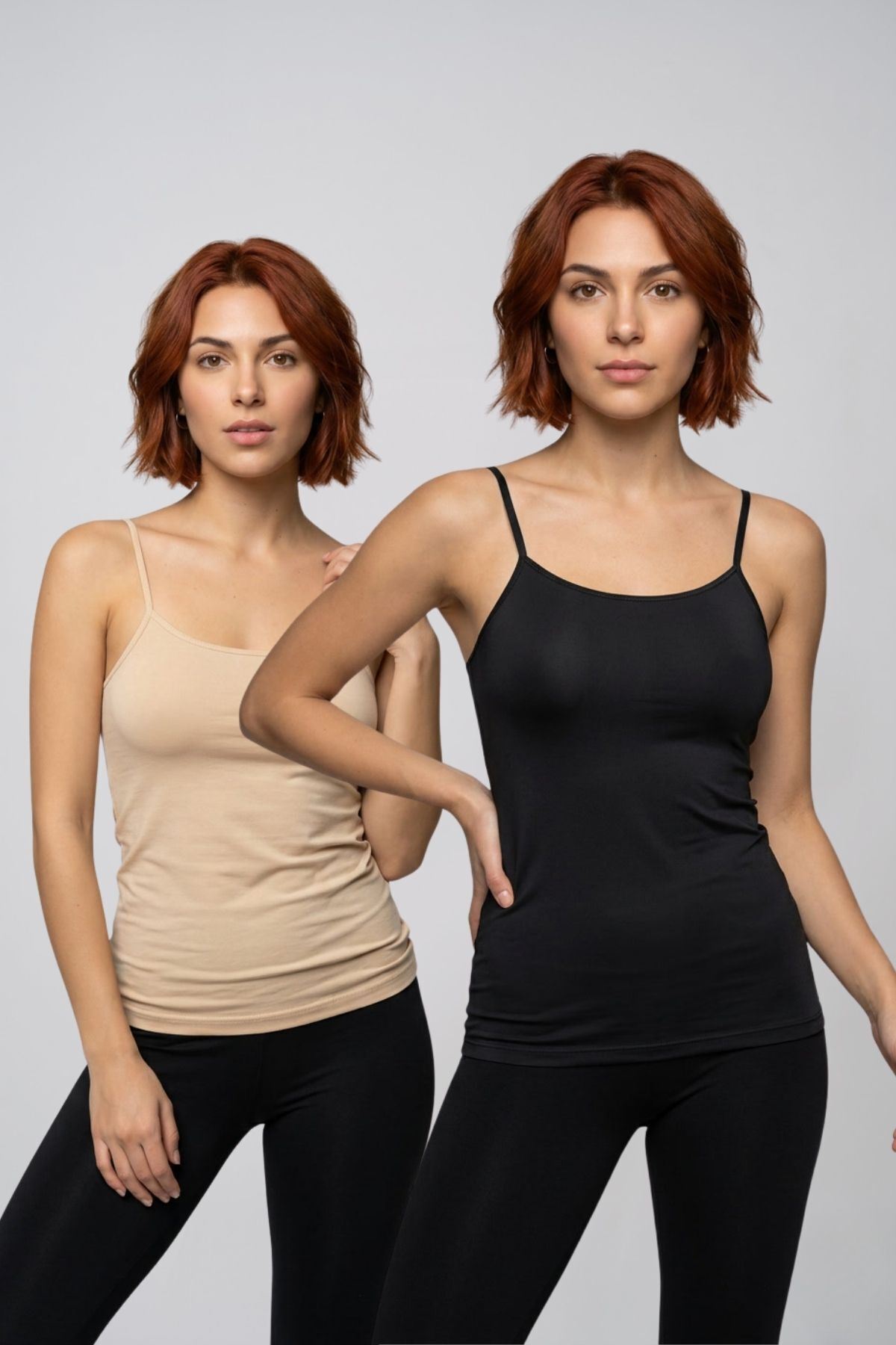 2'li Avantaj Paketi Kadın Pamuklu Kendinden Sütyenli İp Askılı Atlet Göğüs Pedli Kaplı Toparlayıcı Basic Bralet İç Giyim