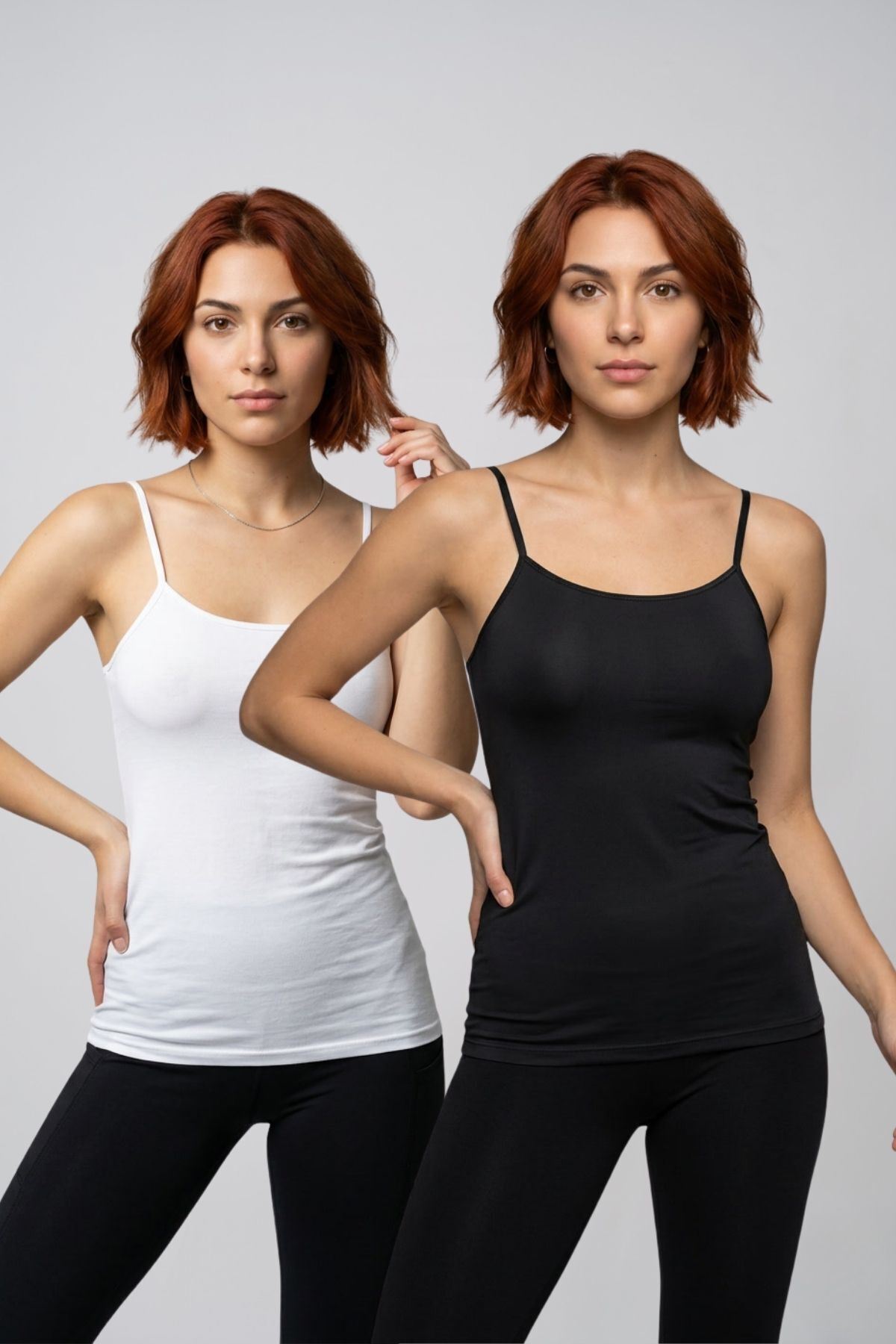 2'li Avantaj Paketi Kadın Pamuklu Kendinden Sütyenli İp Askılı Atlet Göğüs Pedli Kaplı Toparlayıcı Basic Bralet İç Giyim