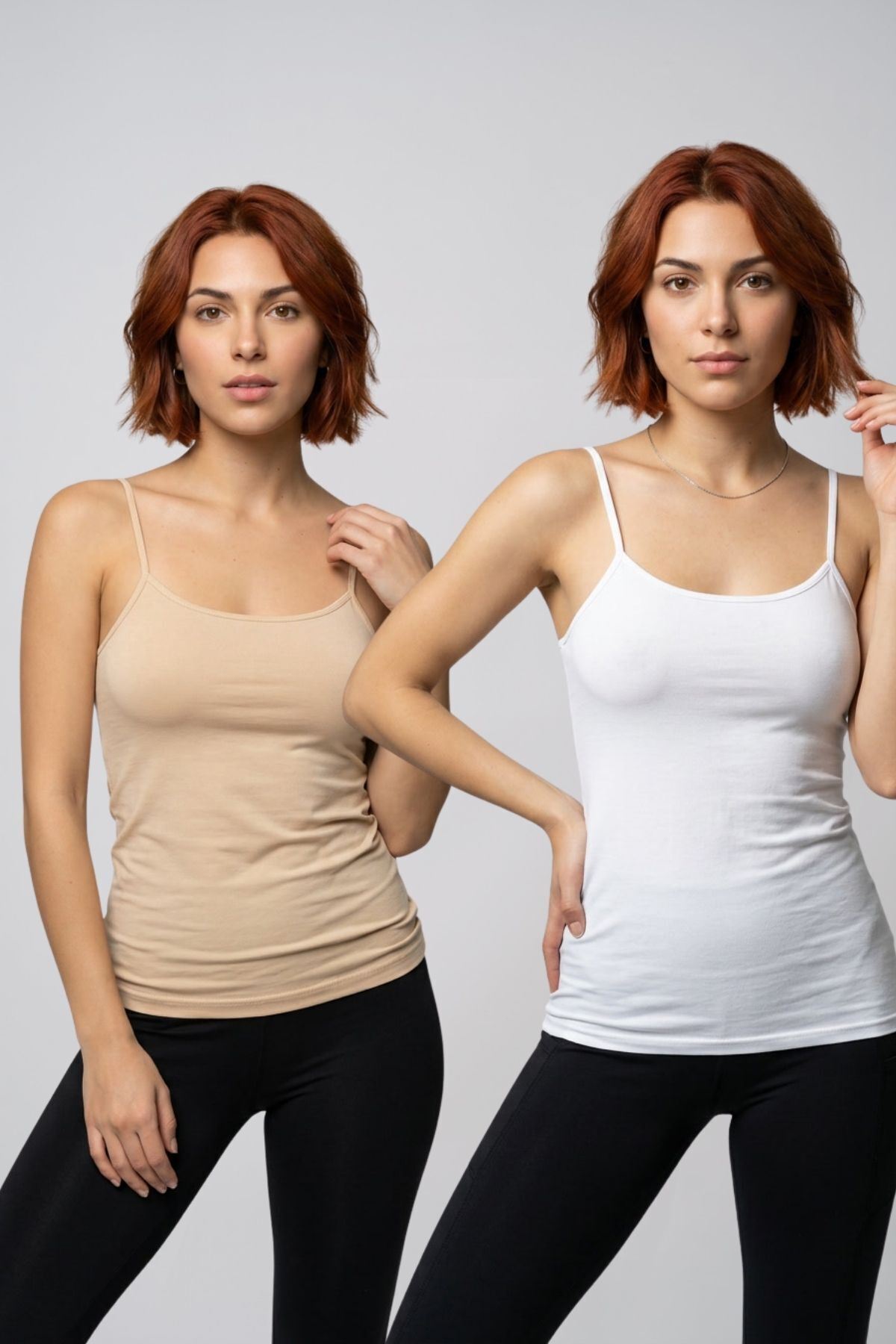 2'li Avantaj Paketi Kadın Pamuklu Kendinden Sütyenli İp Askılı Atlet Göğüs Pedli Kaplı Toparlayıcı Basic Bralet İç Giyim