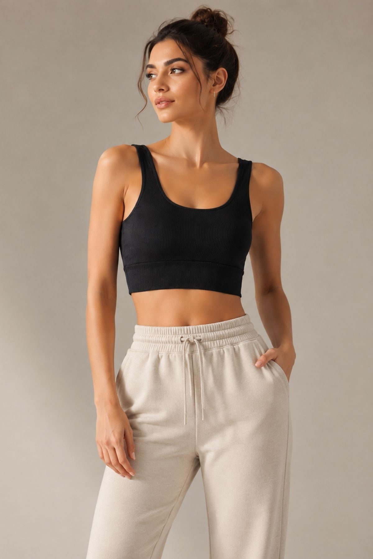 Kadın 2'li Paket Kalın Askılı Toparlayıcı Pedli Fitilli Dalgıç Kaşkorse Spor Sütyeni Bralet Esnek Rahat Günlük Yoga Fitness Pilates Destekli Dikişsiz Görünüm Crop Top Askılı Spor Üst