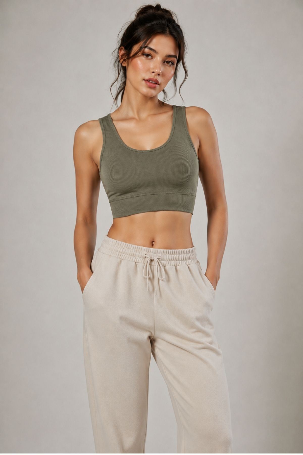 Kadın 2'li Paket Kalın Askılı Toparlayıcı Pedli Fitilli Dalgıç Kaşkorse Spor Sütyeni Bralet Esnek Rahat Günlük Yoga Fitness Pilates Destekli Dikişsiz Görünüm Crop Top Askılı Spor Üst
