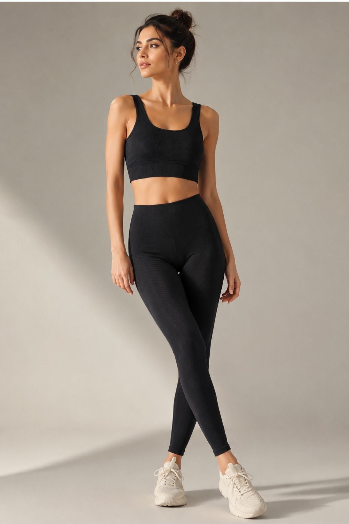 Kadın 2'li Paket Kalın Askılı Toparlayıcı Pedli Fitilli Dalgıç Kaşkorse Spor Sütyeni Bralet Esnek Rahat Günlük Yoga Fitness Pilates Destekli Dikişsiz Görünüm Crop Top Askılı Spor Üst