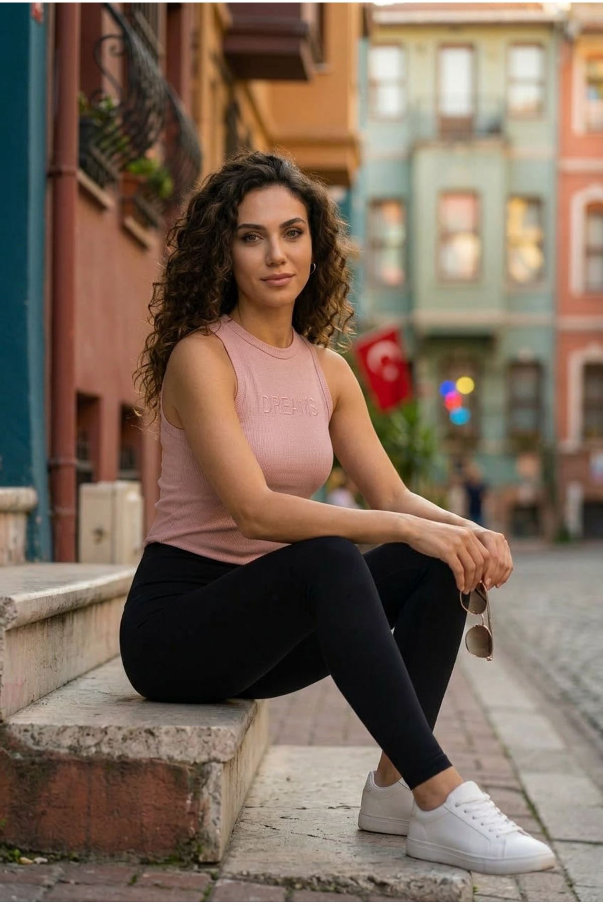 Kadın 2'li Paket Pamuklu Kaşkorse Kalın Askılı Bisiklet Yaka Önü Yazı Baskılı Esnek Dar Kesim Slim Fit Spor ve Günlük Atlet Seti