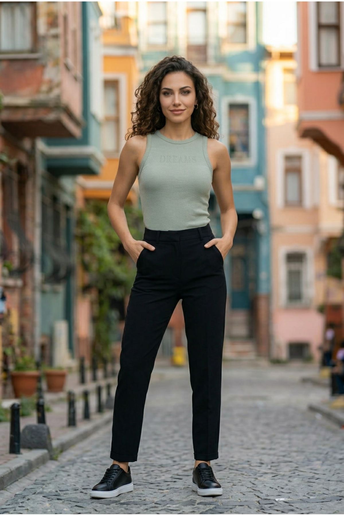 Kadın 3'lü Paket Pamuklu Kaşkorse Kalın Askılı Bisiklet Yaka Önü Yazı Baskılı Esnek Dar Kesim Slim Fit Spor ve Günlük Atlet Seti