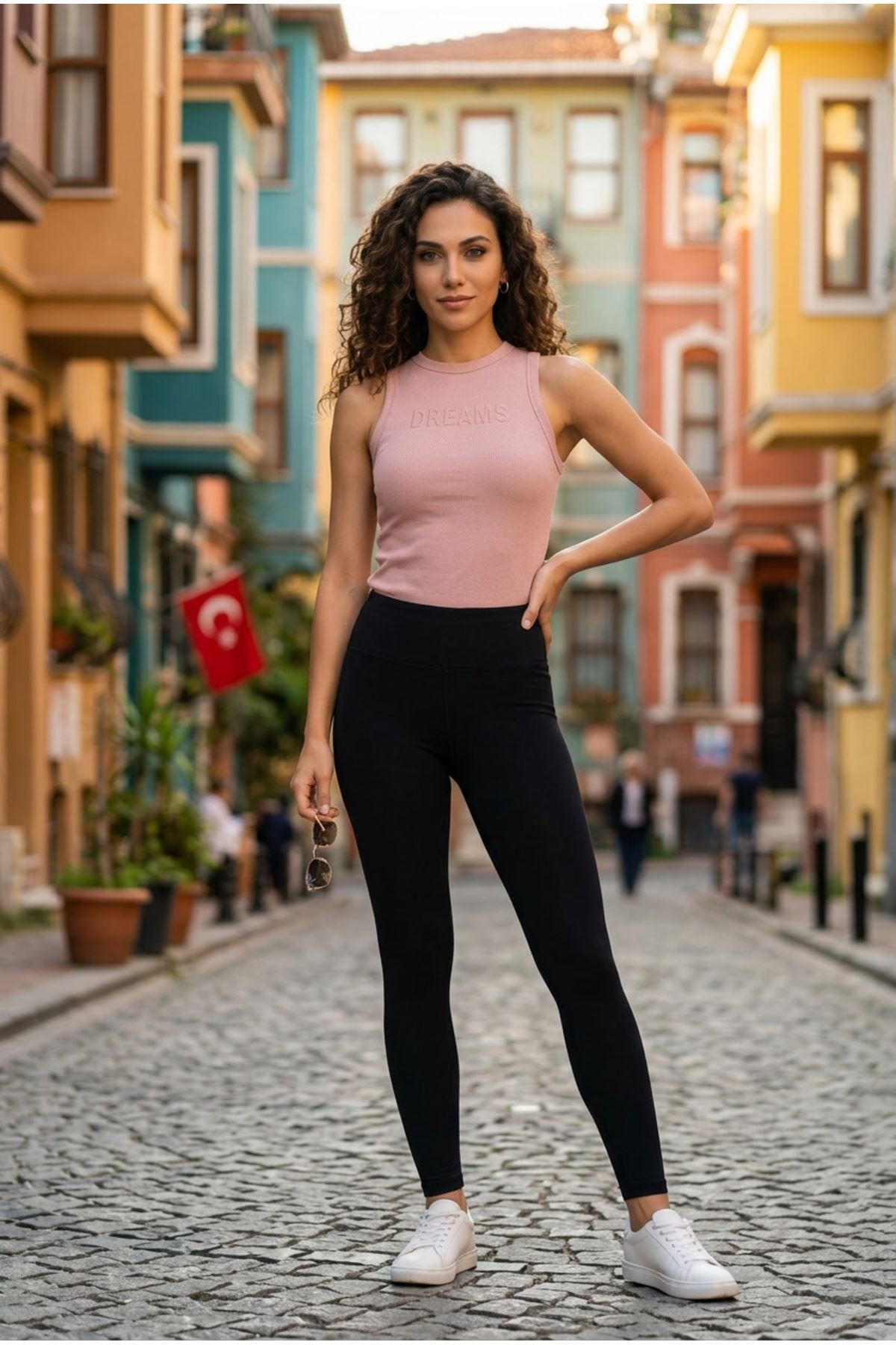 Kadın 2'li Paket Pamuklu Kaşkorse Kalın Askılı Bisiklet Yaka Önü Yazı Baskılı Esnek Dar Kesim Slim Fit Spor ve Günlük Atlet Seti