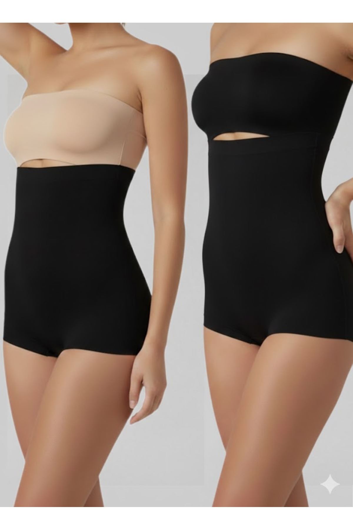 Lazer Kesim İz Yapmayan Yüksek Bel Slip 2'li Korse - 1 Beden Şekillendirici Korse