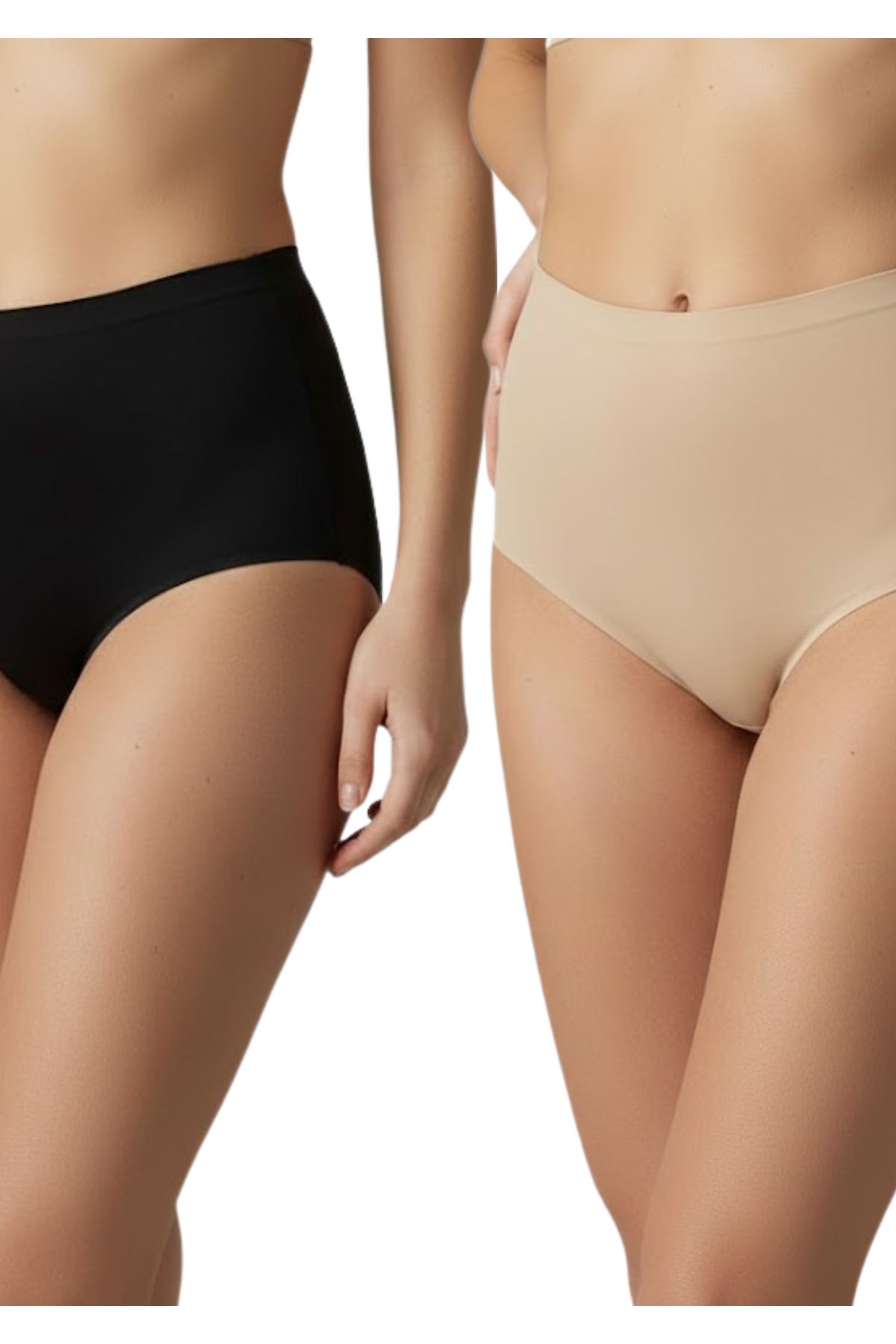 Lazer Kesim İz Yapmayan Yüksek Bel Slip 2'li Korse - Dikişsiz Toparlayıcı Korse Slip