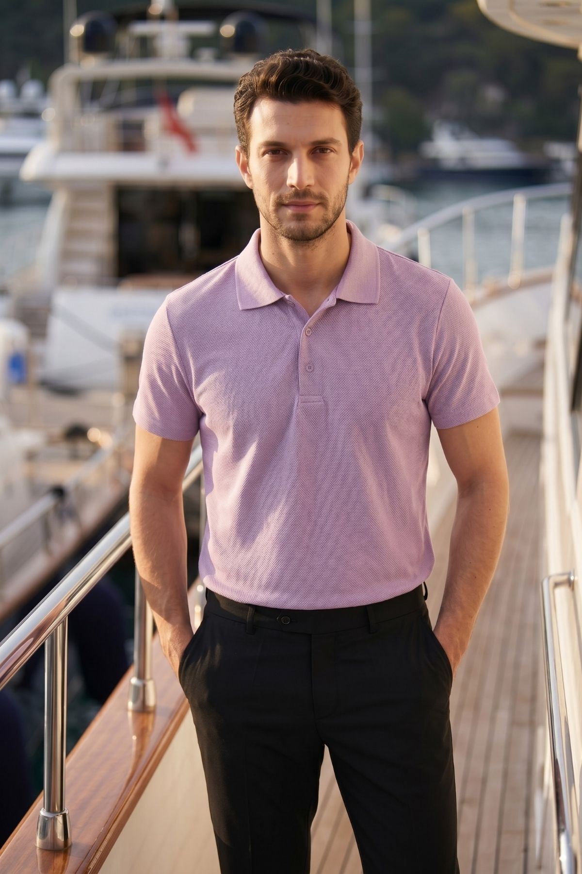 2'li Set Erkek Günlük Şık Polo Yaka Kısa Kollu Düğme Detaylı Rahat Kalıp Basic Yazlık Tişört Avantajlı Paket