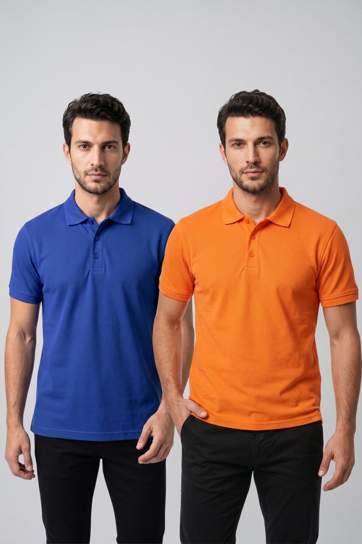 2'li Set Erkek Günlük Şık Polo Yaka Kısa Kollu Düğme Detaylı Rahat Kalıp Basic Yazlık Tişört Avantajlı Paket