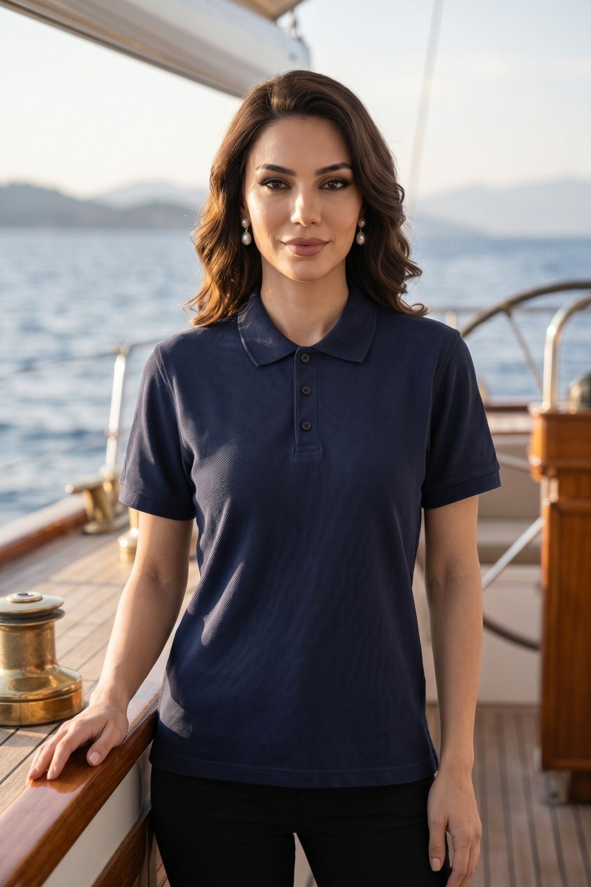 Kadın Polo Yaka Kısa Kollu Düğme Detaylı Şık Tasarım Basic Tişört Günlük Klasik T-Shirt Ofis ve Sokak Stili Uyumlu