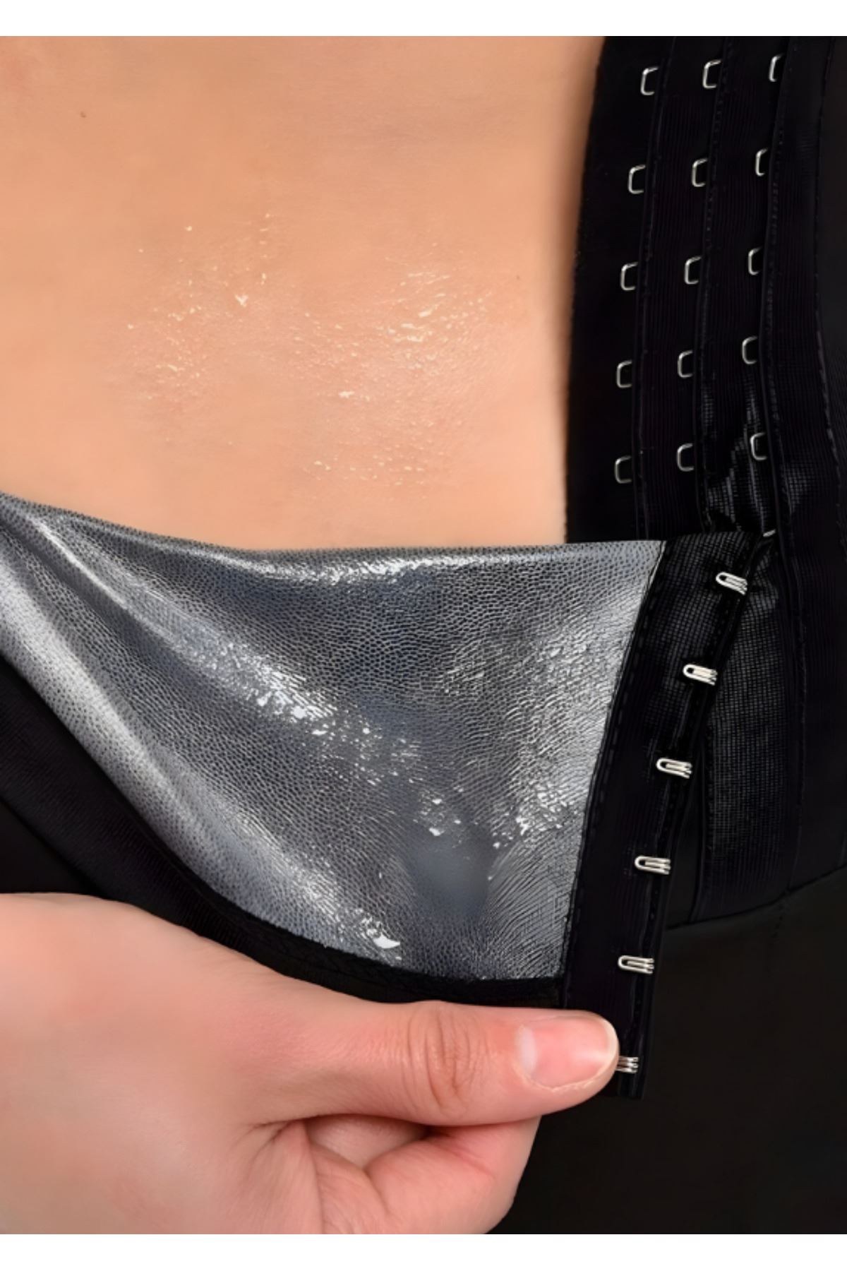 Termal Sauna Etkili Terleten Şort Korse - Ayarlanabilir Agraflı Mide Ve Karın Toparlayıcı