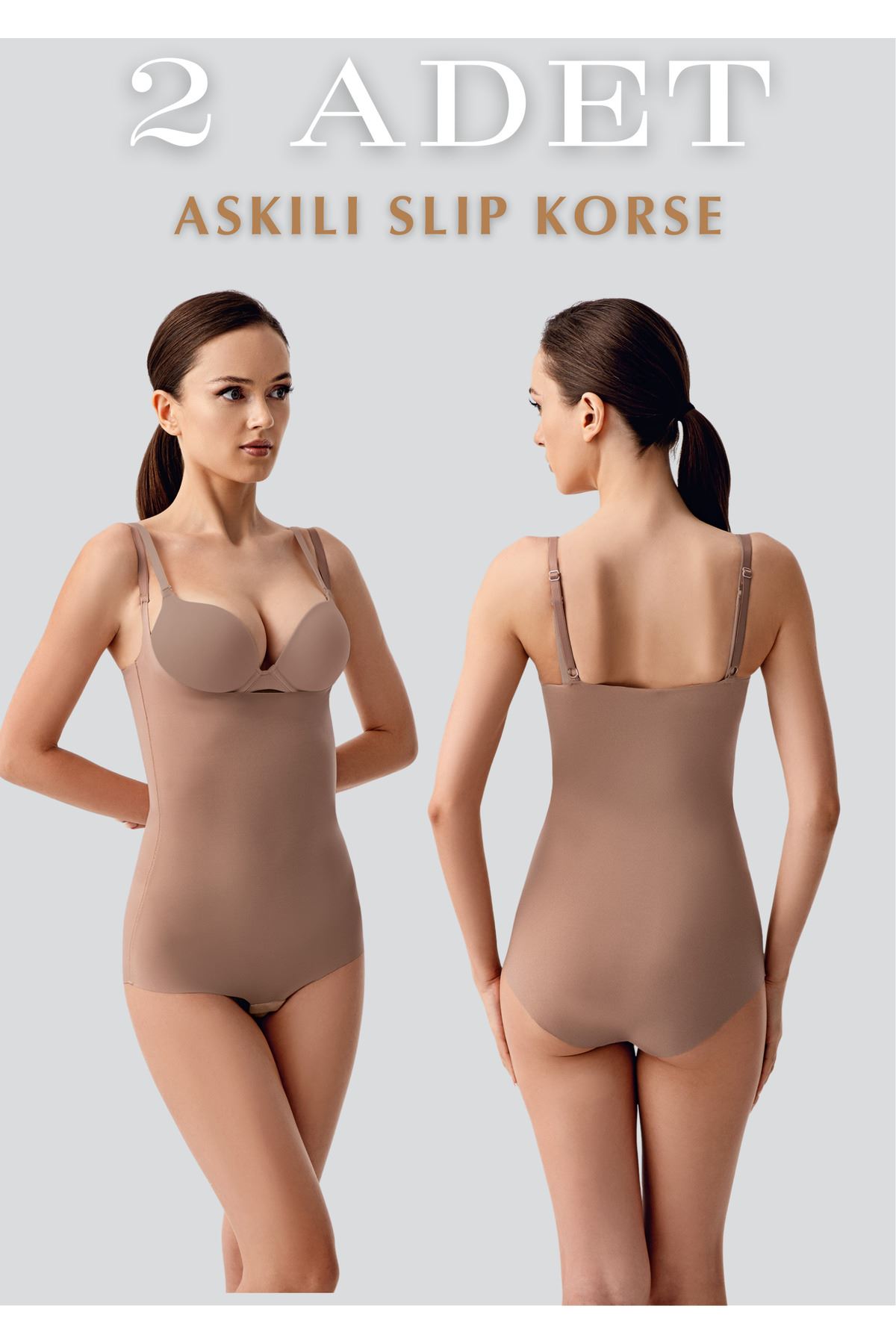 Kadın Askılı 2'li Slip Korse - Dikişsiz Toparlayıcı ve Şekillendirici