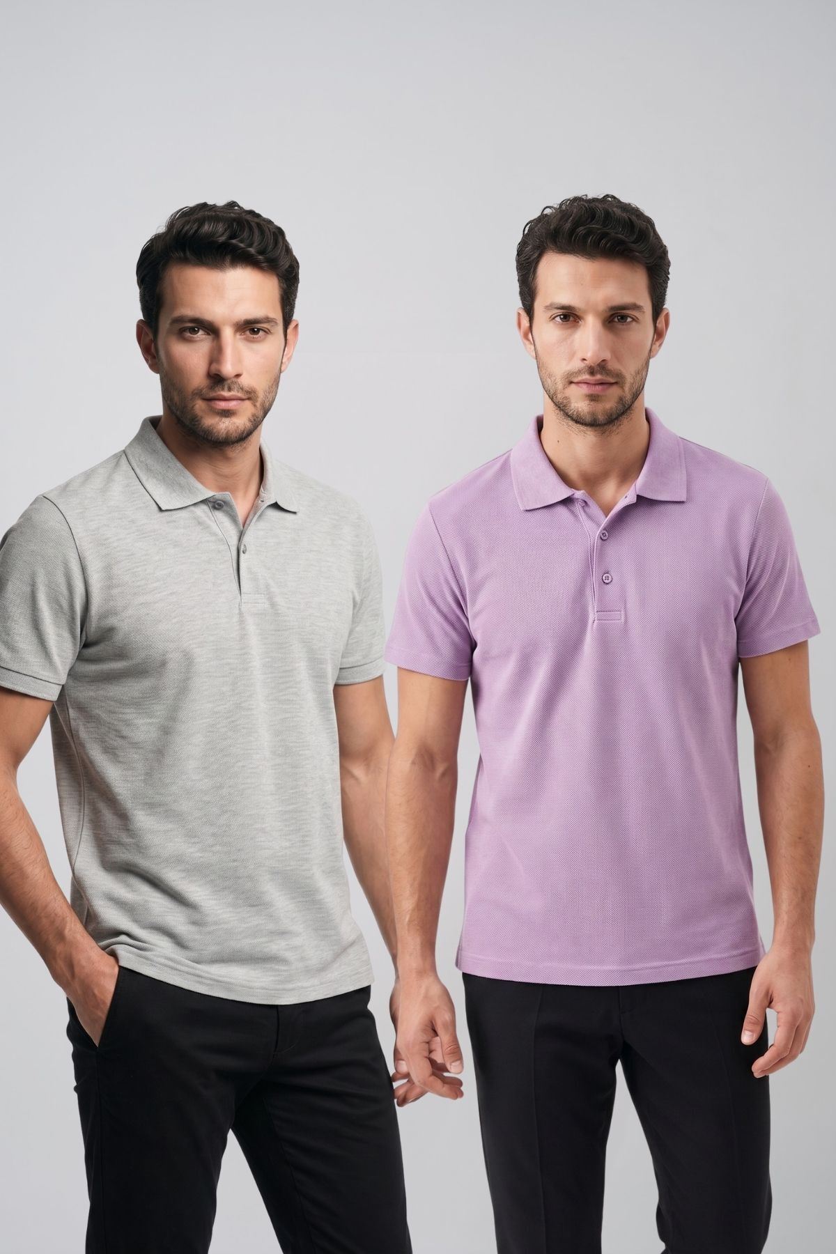 2'li Set Erkek Günlük Şık Polo Yaka Kısa Kollu Düğme Detaylı Rahat Kalıp Basic Yazlık Tişört Avantajlı Paket