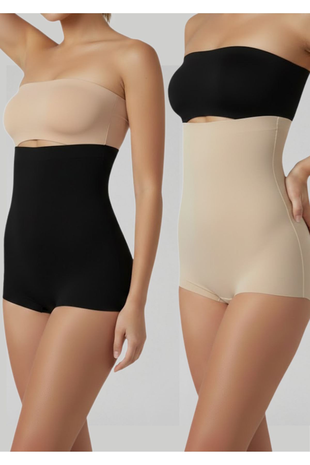 Lazer Kesim İz Yapmayan Yüksek Bel Slip 2'li Korse - 1 Beden Şekillendirici Korse