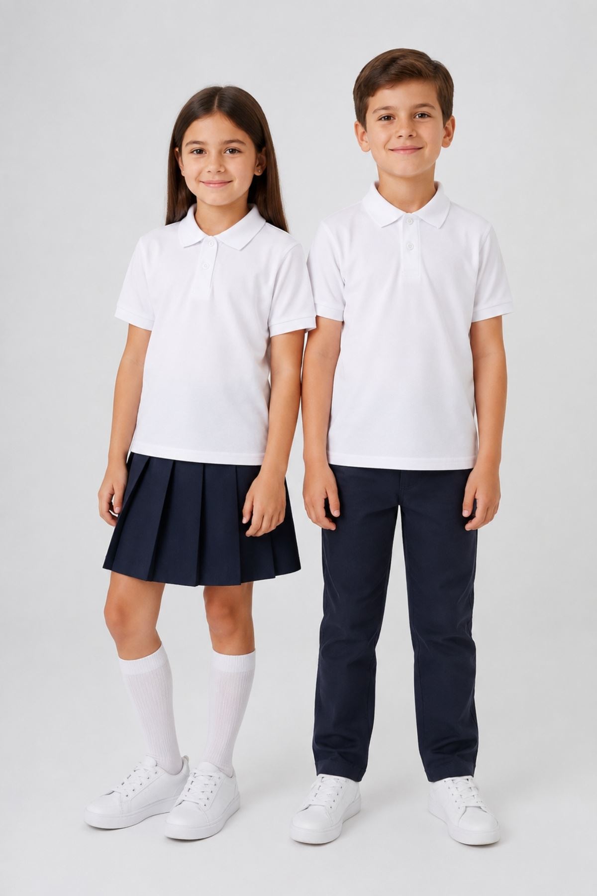 Çocuk Unisex 2'li Set Pamuklu Polo Yaka Düğmeli Tişört