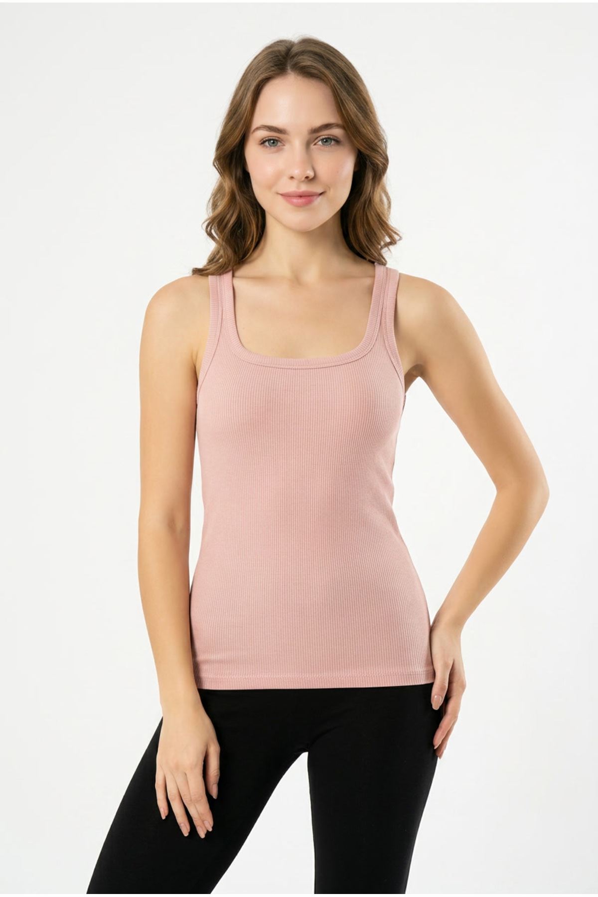 2'li Paket %100 Pamuklu Fitilli Kaşkorse Kalın Askılı U Atlet Seti
