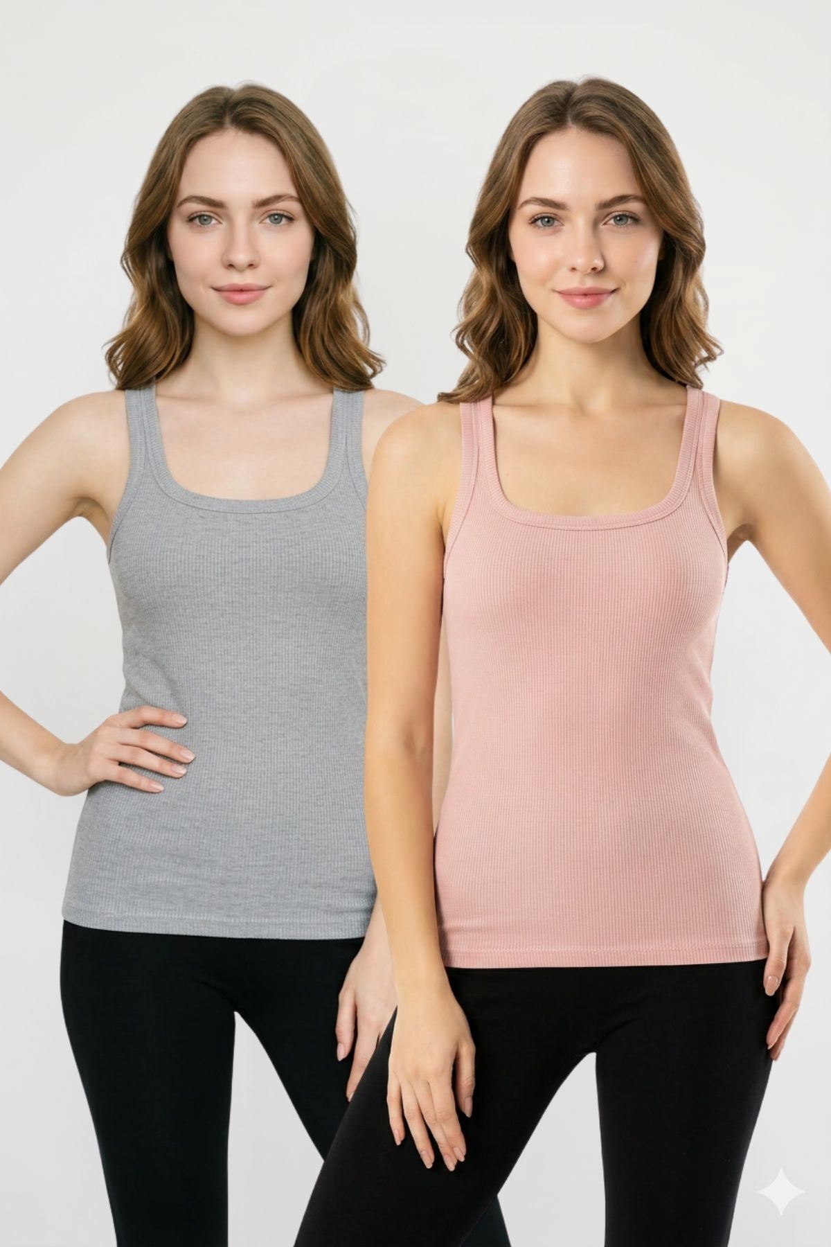 2'li Paket %100 Pamuklu Fitilli Kaşkorse Kalın Askılı U Atlet Seti