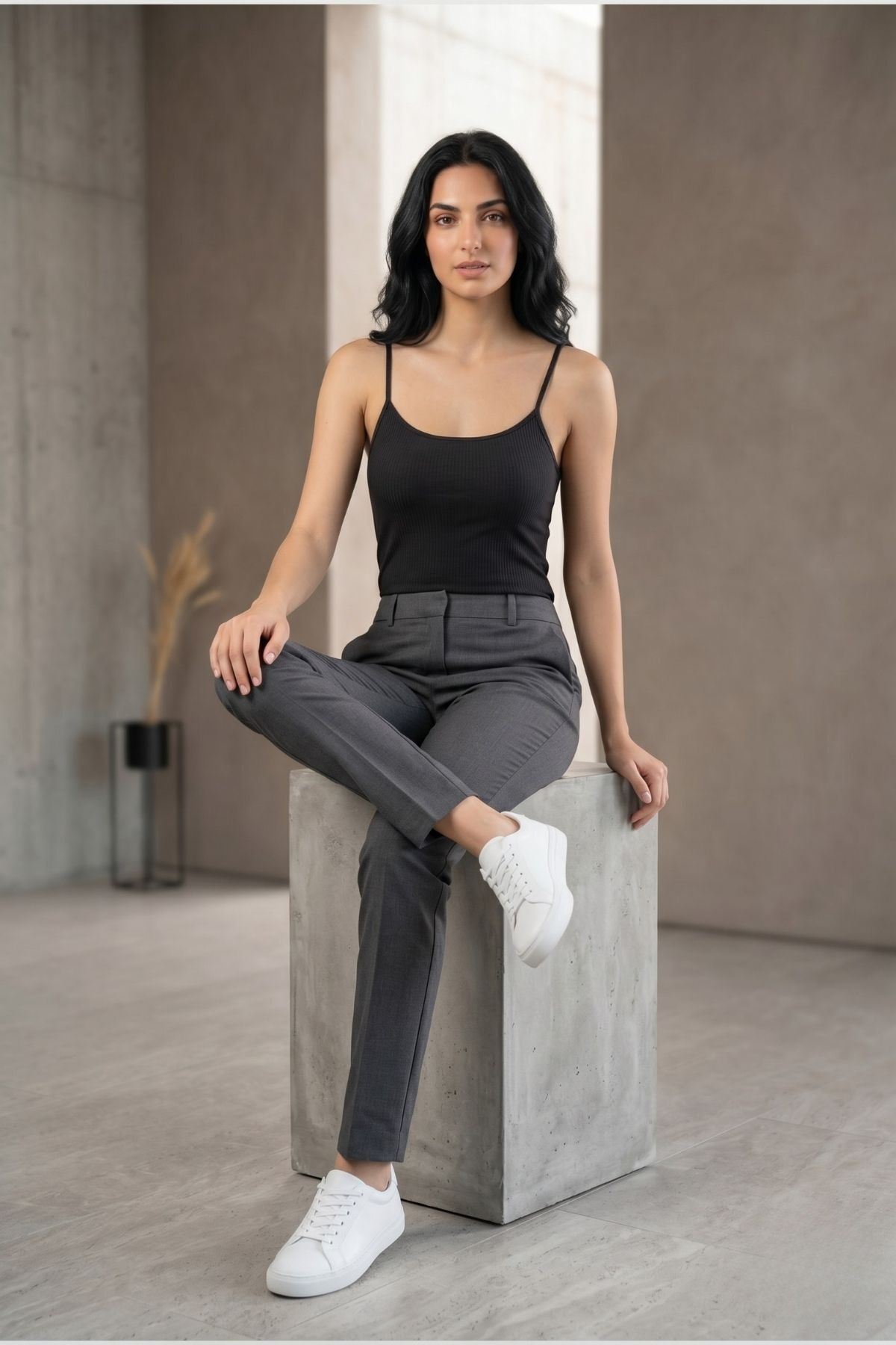 2'li Paket Kadın %95 Pamuklu İp Askılı Ribana Atlet