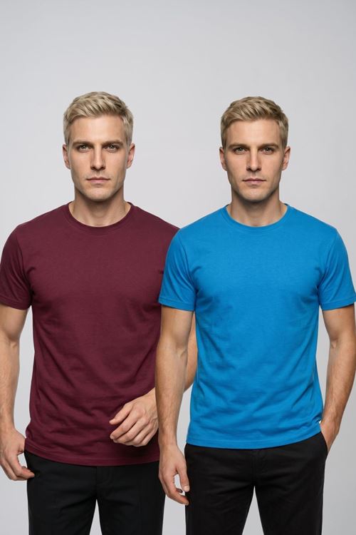 Avantajlı 2'li Paket Erkek Bisiklet Yaka Kısa Kollu Basic Tişört Günlük Spor T-Shirt Seti