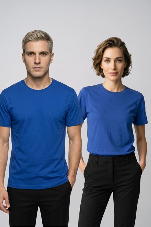 Çift Kombini 2'li Set Bisiklet Yaka Kısa Kollu Basic Tişört - Pamuklu Likralı Esnek Rahat Kesim Günlük Sevgili T-Shirt