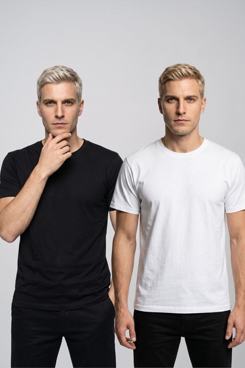 Avantajlı 2'li Paket Bisiklet Yaka Kısa Kollu Basic Tişört Günlük Spor T-Shirt Seti