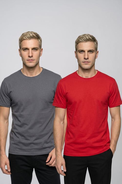 Avantajlı 2'li Paket Erkek Bisiklet Yaka Kısa Kollu Basic Tişört Günlük Spor T-Shirt Seti