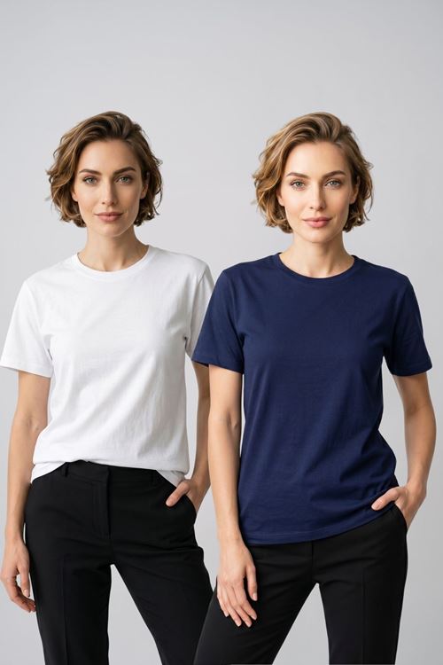 Kadın 2'li Paket Basic Bisiklet Yaka Kısa Kollu Tişört - Günlük Rahat Kesim T-Shirt