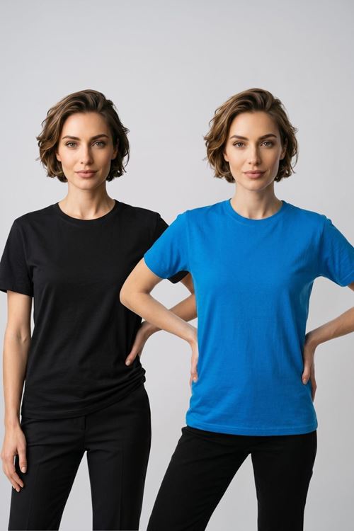 Kadın 2'li Paket Basic Bisiklet Yaka Kısa Kollu Tişört - Günlük Rahat Kesim T-Shirt