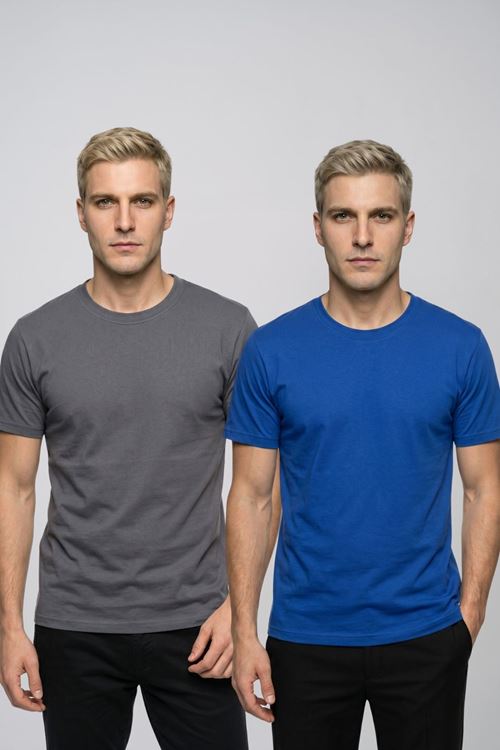 Avantajlı 2'li Paket Erkek Bisiklet Yaka Kısa Kollu Basic Tişört Günlük Spor T-Shirt Seti