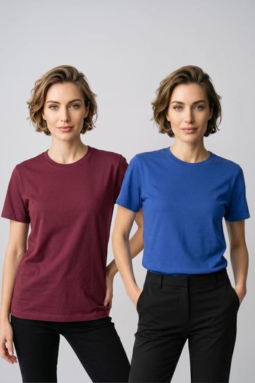 Kadın 2'li Paket Basic Bisiklet Yaka Kısa Kollu Tişört - Günlük Rahat Kesim T-Shirt
