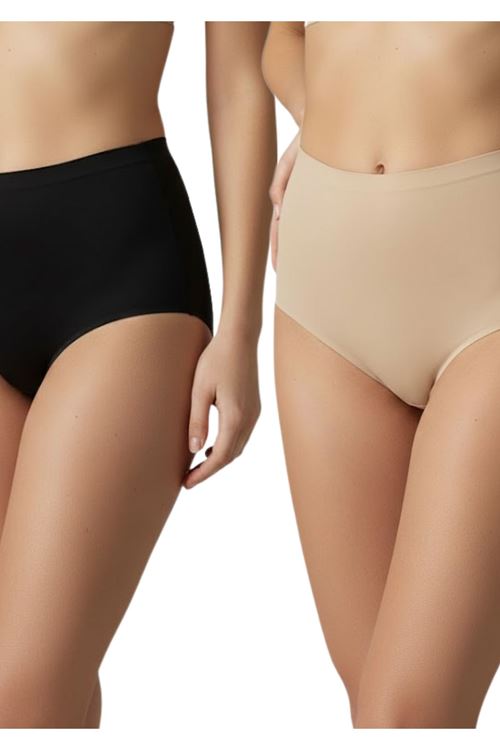 Lazer Kesim İz Yapmayan Yüksek Bel Slip 2'li Korse - Dikişsiz Toparlayıcı Korse Slip