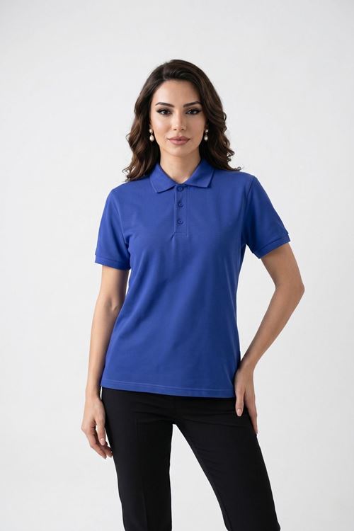 Kadın Polo Yaka Kısa Kollu Düğme Detaylı Şık Tasarım Basic Tişört Günlük Klasik T-Shirt Ofis ve Sokak Stili Uyumlu