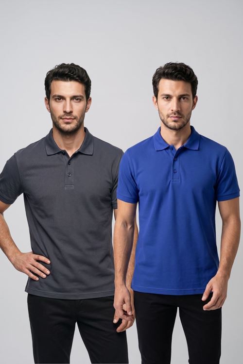 2'li Set Erkek Günlük Şık Polo Yaka Kısa Kollu Düğme Detaylı Rahat Kalıp Basic Yazlık Tişört Avantajlı Paket