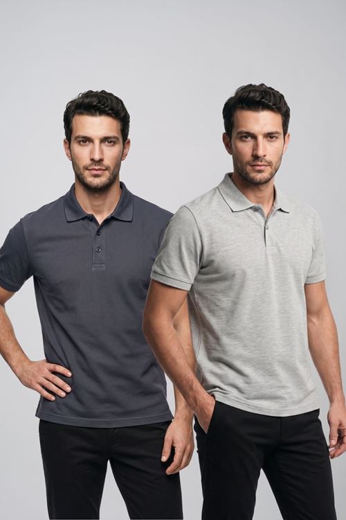 2'li Set Erkek Günlük Şık Polo Yaka Kısa Kollu Düğme Detaylı Rahat Kalıp Basic Yazlık Tişört Avantajlı Paket