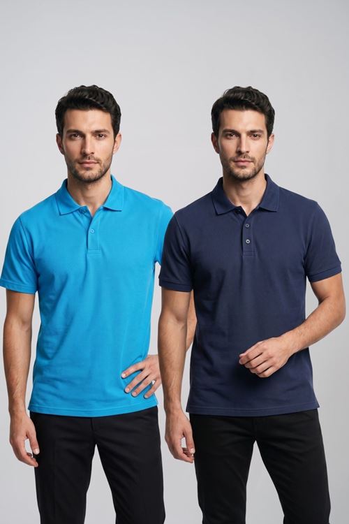 2'li Set Erkek Günlük Şık Polo Yaka Kısa Kollu Düğme Detaylı Rahat Kalıp Basic Yazlık Tişört Avantajlı Paket