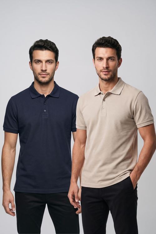 2'li Set Erkek Günlük Şık Polo Yaka Kısa Kollu Düğme Detaylı Rahat Kalıp Basic Yazlık Tişört Avantajlı Paket